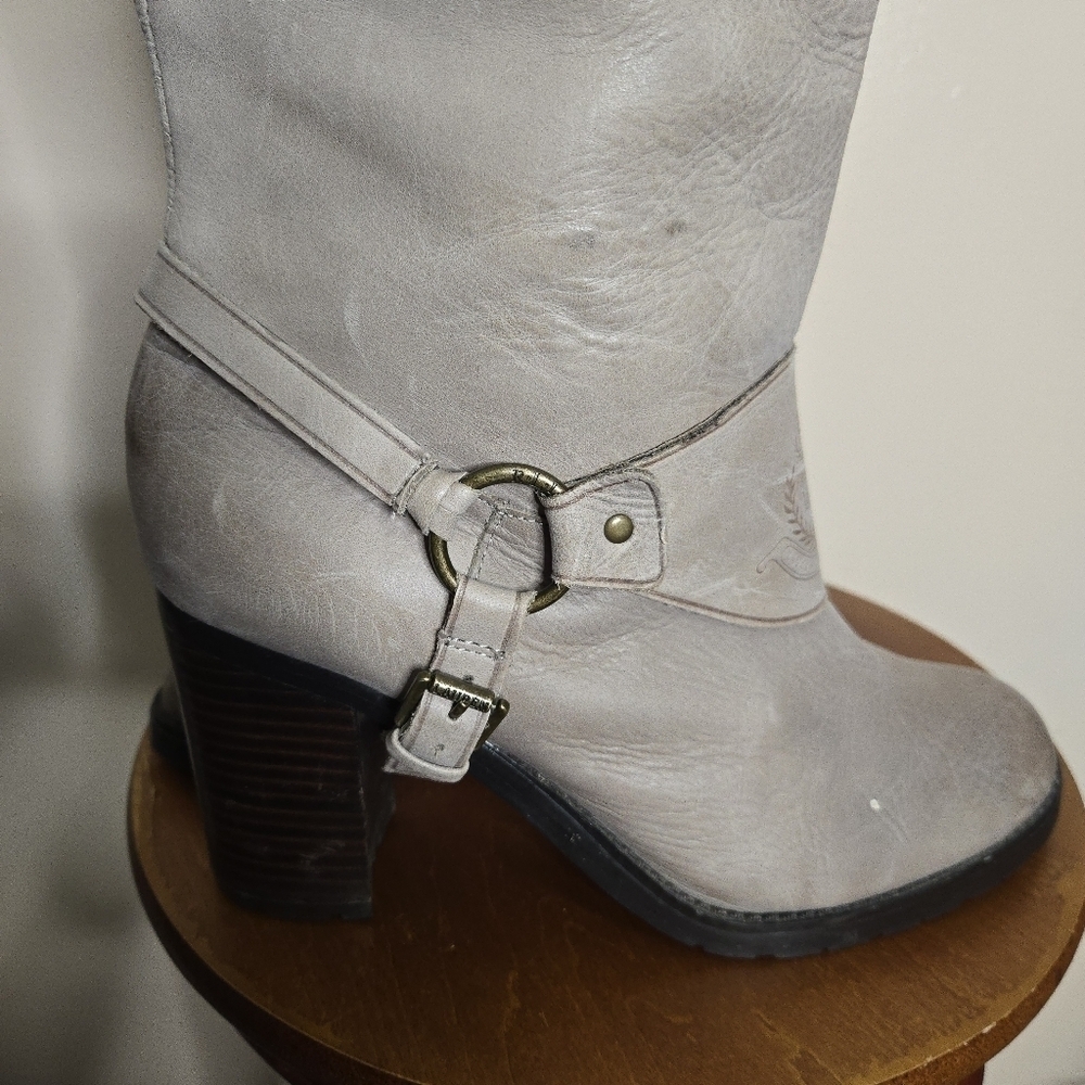 Lauren Ralph Lauren Delsa Burnished Leather Knee High Riding Boots - Picture 8 of 15
